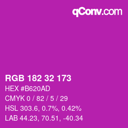 Color code: RGB 182 32 173 | qconv.com