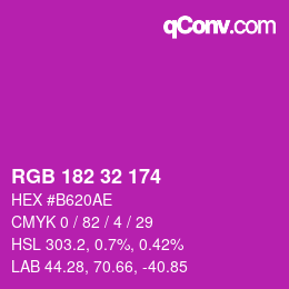 Color code: RGB 182 32 174 | qconv.com