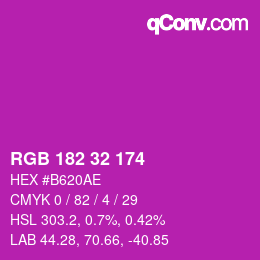 カラーコード: RGB 182 32 174 | qconv.com