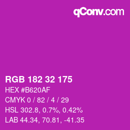 Color code: RGB 182 32 175 | qconv.com