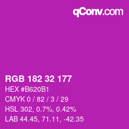 Color code: RGB 182 32 177 | qconv.com