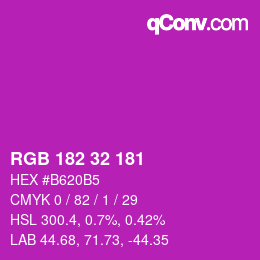 Color code: RGB 182 32 181 | qconv.com