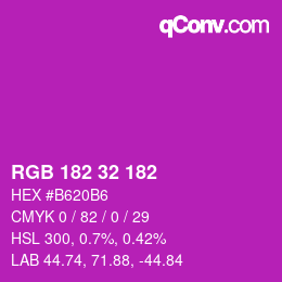 Color code: RGB 182 32 182 | qconv.com