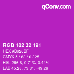 Color code: RGB 182 32 191 | qconv.com