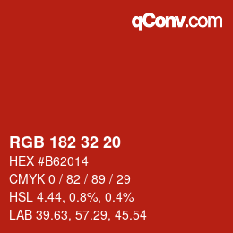 Color code: RGB 182 32 20 | qconv.com