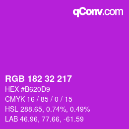 Color code: RGB 182 32 217 | qconv.com