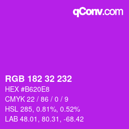 Color code: RGB 182 32 232 | qconv.com