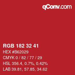 Color code: RGB 182 32 41 | qconv.com