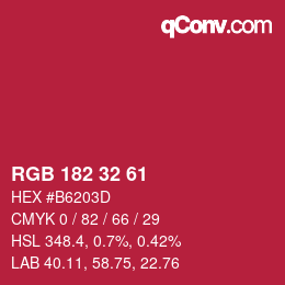 Color code: RGB 182 32 61 | qconv.com