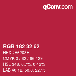カラーコード: RGB 182 32 62 | qconv.com