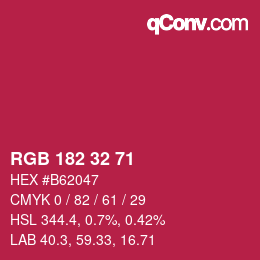 Color code: RGB 182 32 71 | qconv.com
