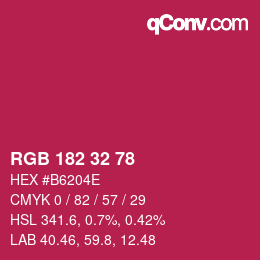 Color code: RGB 182 32 78 | qconv.com