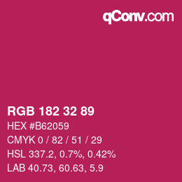 Color code: RGB 182 32 89 | qconv.com