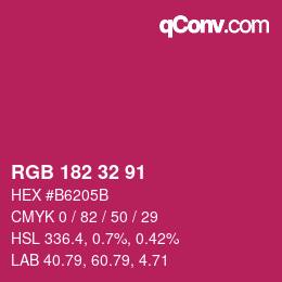 Color code: RGB 182 32 91 | qconv.com