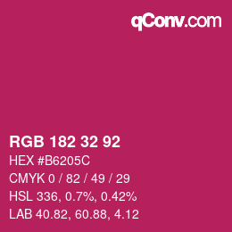 颜色代码: RGB 182 32 92 | qconv.com