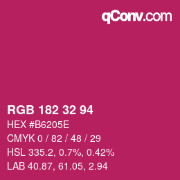 Color code: RGB 182 32 94 | qconv.com
