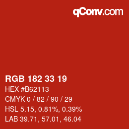 Color code: RGB 182 33 19 | qconv.com
