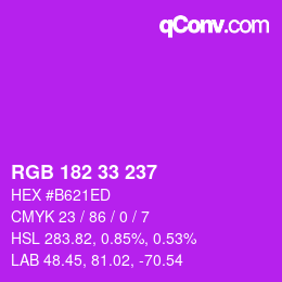 Color code: RGB 182 33 237 | qconv.com