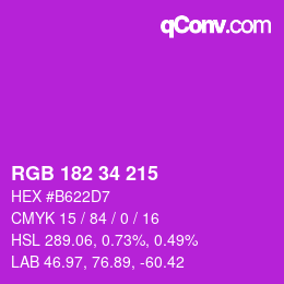 Farbcode: RGB 182 34 215 | qconv.com