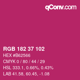 カラーコード: RGB 182 37 102 | qconv.com