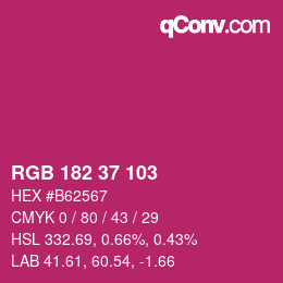 カラーコード: RGB 182 37 103 | qconv.com