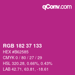 Color code: RGB 182 37 133 | qconv.com