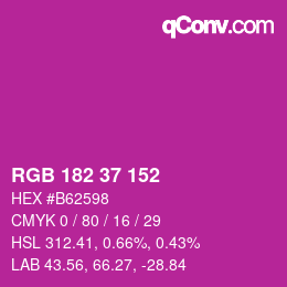 Color code: RGB 182 37 152 | qconv.com