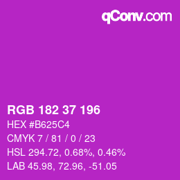 Color code: RGB 182 37 196 | qconv.com