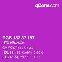 カラーコード: RGB 182 37 197 | qconv.com