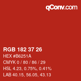 Color code: RGB 182 37 26 | qconv.com