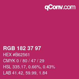 カラーコード: RGB 182 37 97 | qconv.com