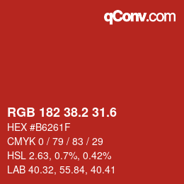 カラーコード: RGB 182 38.2 31.6 | qconv.com