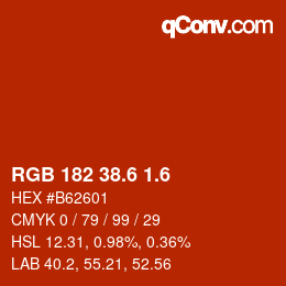 カラーコード: RGB 182 38.6 1.6 | qconv.com