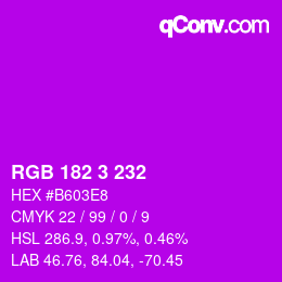 Color code: RGB 182 3 232 | qconv.com