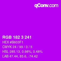 Color code: RGB 182 3 241 | qconv.com