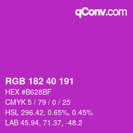 Color code: RGB 182 40 191 | qconv.com