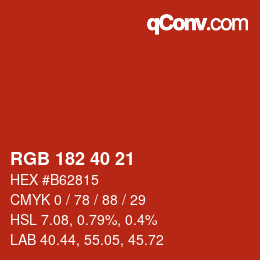 カラーコード: RGB 182 40 21 | qconv.com