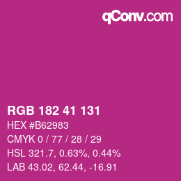Color code: RGB 182 41 131 | qconv.com