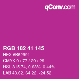 Color code: RGB 182 41 145 | qconv.com