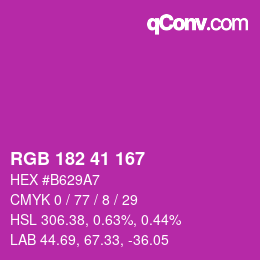 Color code: RGB 182 41 167 | qconv.com