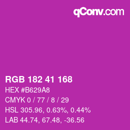 Color code: RGB 182 41 168 | qconv.com
