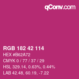 颜色代码: RGB 182 42 114 | qconv.com