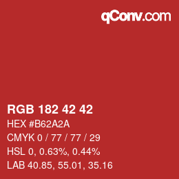 Color code: RGB 182 42 42 | qconv.com