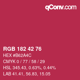 颜色代码: RGB 182 42 76 | qconv.com