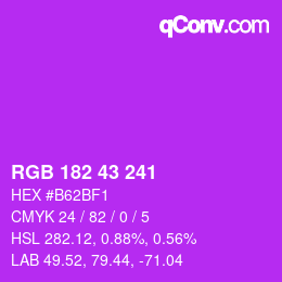 Color code: RGB 182 43 241 | qconv.com