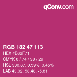 Color code: RGB 182 47 113 | qconv.com