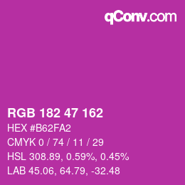 Color code: RGB 182 47 162 | qconv.com