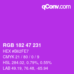 Color code: RGB 182 47 231 | qconv.com