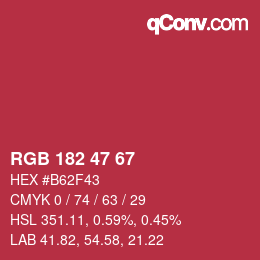 Color code: RGB 182 47 67 | qconv.com