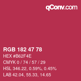 Color code: RGB 182 47 78 | qconv.com
